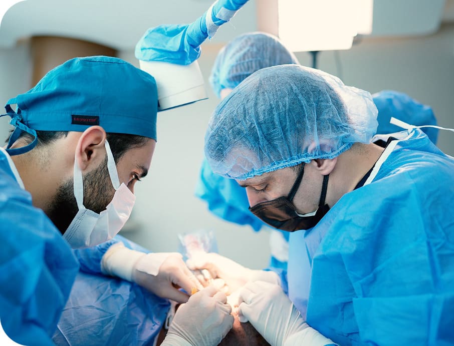 Hair Transplant team during the surgery