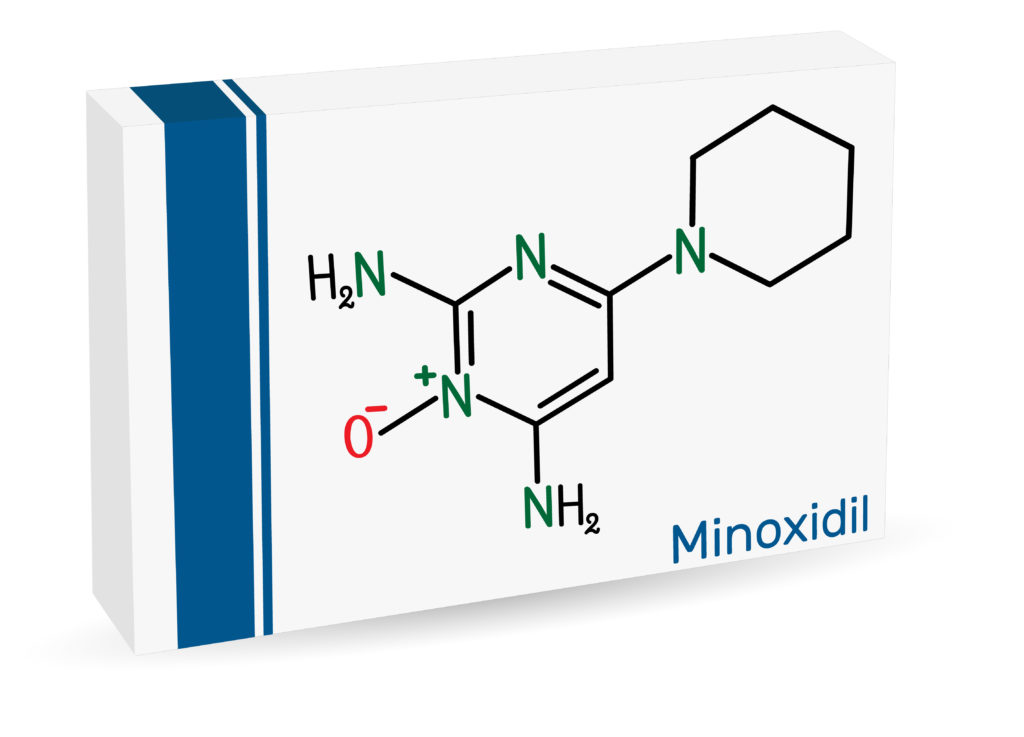 Diagram of Minoxidil on packaging 