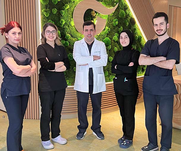 Dr Ibrahim with his team of specialists for hair transplantation